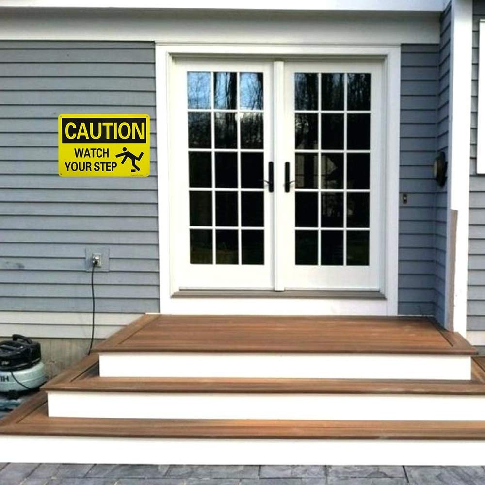 Caution Watch Your Step Sign 10×7 inches Aluminum 2-pack Reflective UV Weathe…