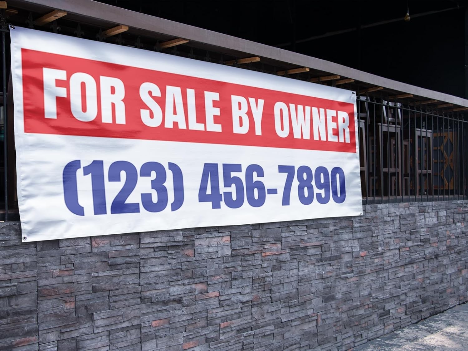 For Sale By Owner Banner 48-Inch by 21-Inch Customizable Personalized