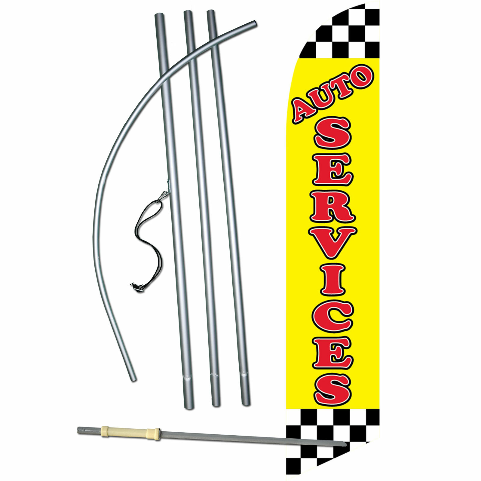 Auto Services Flag Flutter Feather Banner Swooper Windless Bundle Kit COMLETE