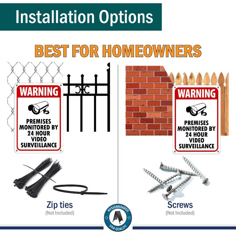 Surveillance Signs cctv Warning Signs 24 Hour Video Surveillance Sign 8X12IN