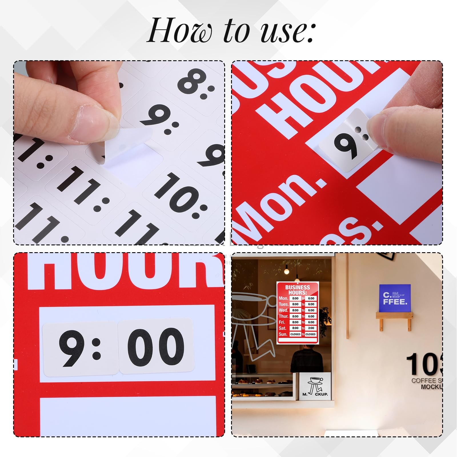 2 Pcs Business Hours Sign, Open Signs for (11.81 x 7.87) inches, red