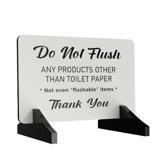 Do Not Flush Septic Tank Bathroom Sign Freestanding White With Acrylic Feet