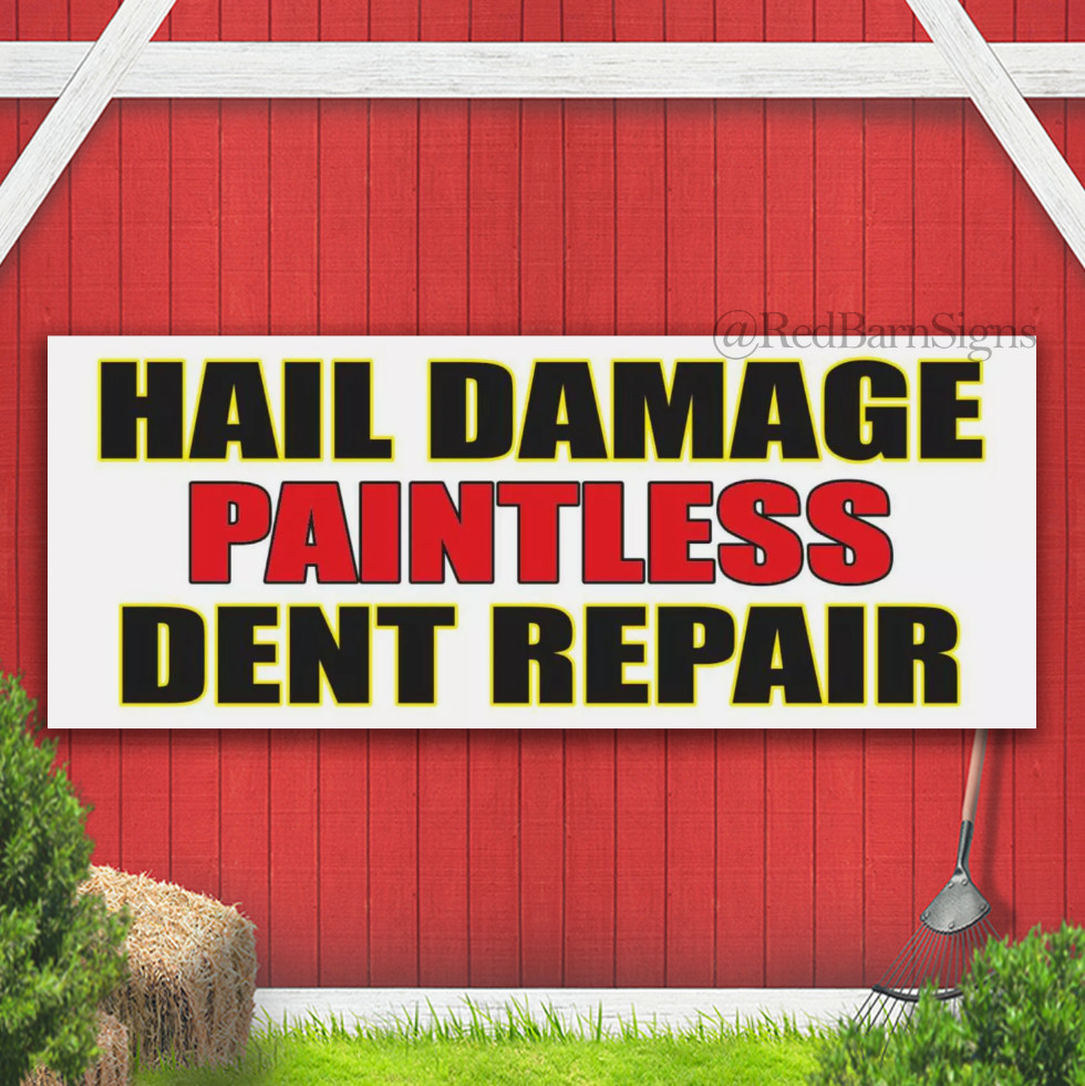 HAIL DAMAGE PAINTLESS DENT REPAIR Advertising Banner Vinyl Mesh Sign Auto Hail