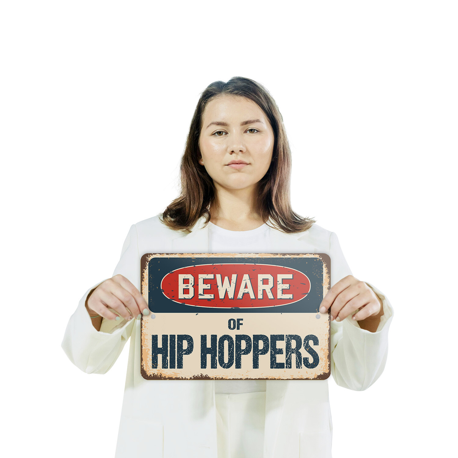 Hip Hop (3 Pack) Plastic Street Sign Crossing Warning Vintage Rustic Beware