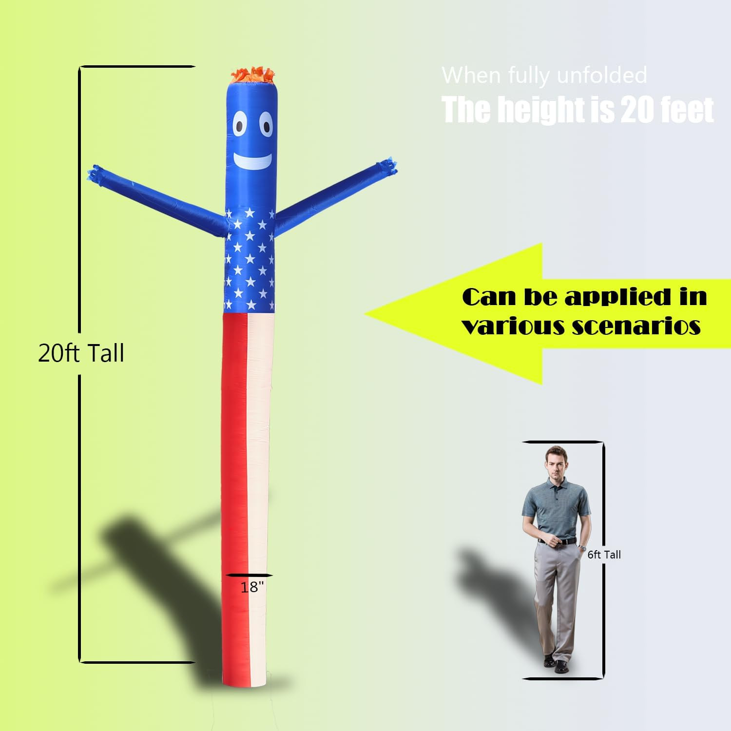 20FT Inflatable Tube Man for 18” Blower (Blowers Not Included) Air Puppet Dance