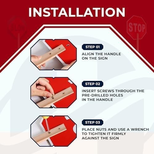 Double-Sided Stop Slow Signs with High Visibility for Traffic Control – 12×12