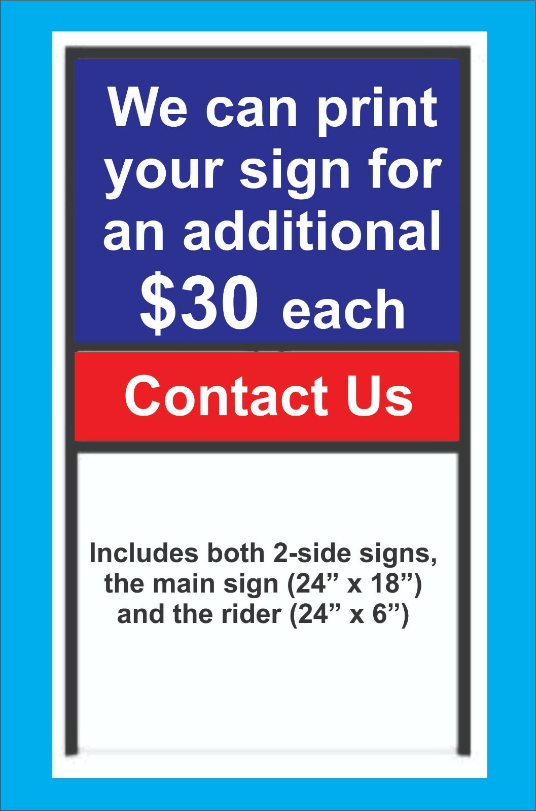 3-Pack, 24″ x 18″ Metal H-Frame for Real Estate signs w/ 24 x 6 Rider, Free Ship