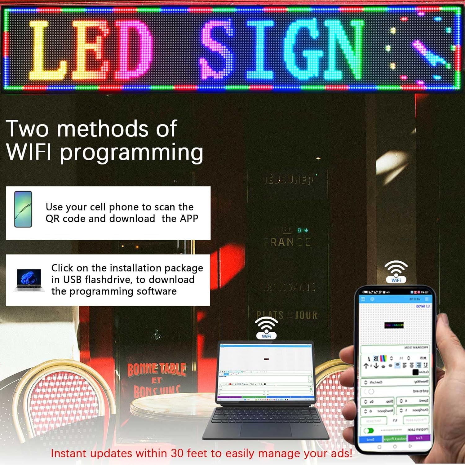 Outdoor LED Sign WiFi Programmable Digital Scrolling Display Board P10