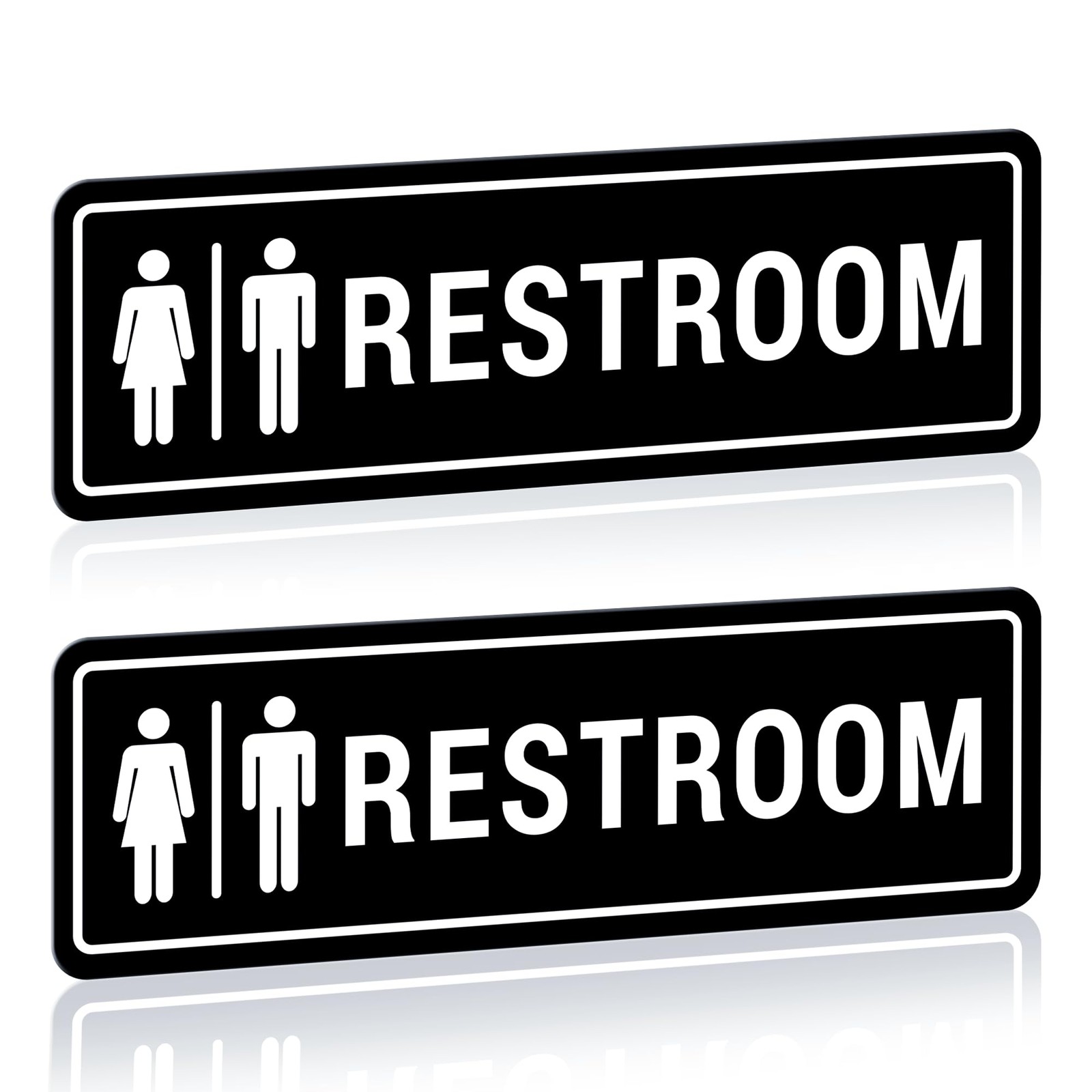 Restroom Sign – (2 Pack) Restroom Signs for Business with Strong -Adhesive, B