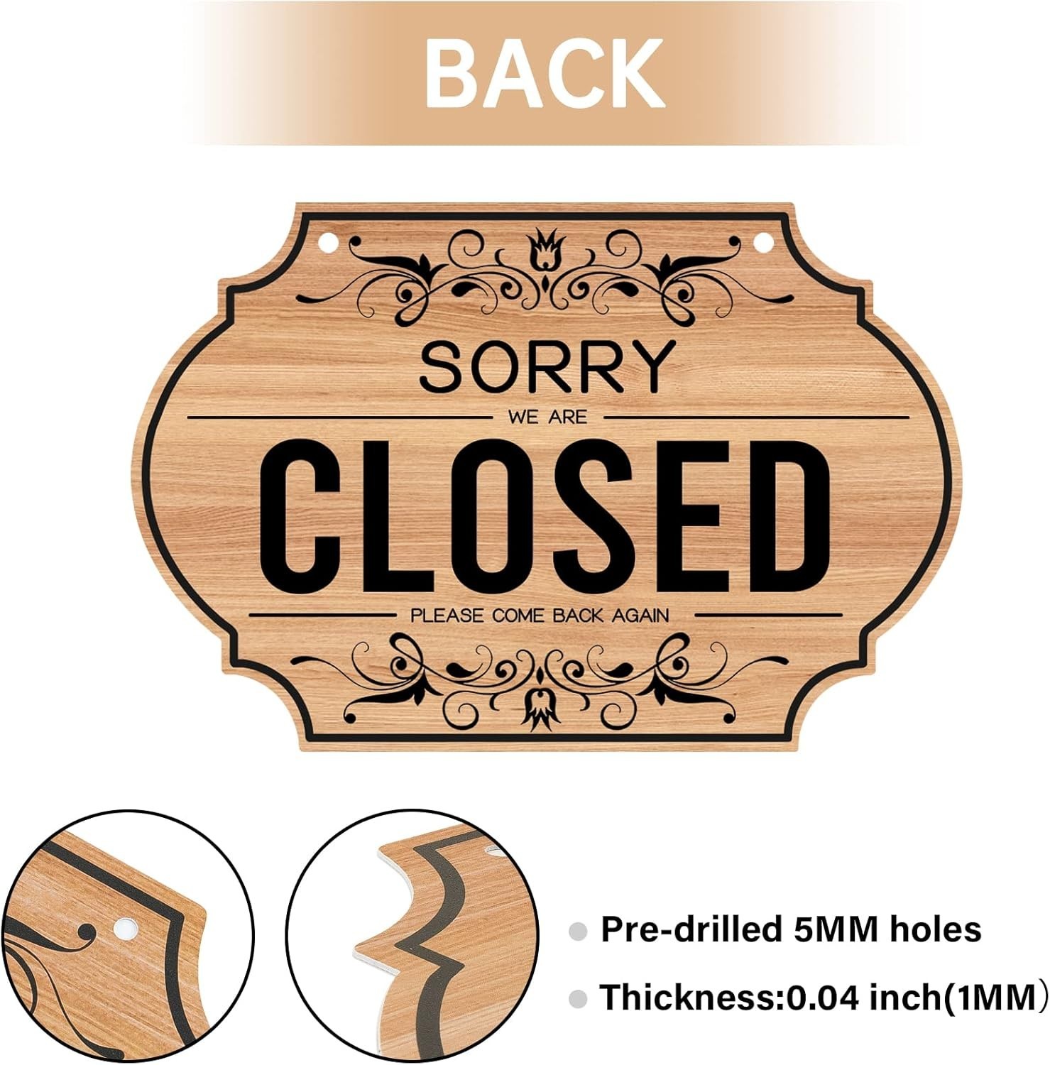 Open Signs Double Sided Open Closed Sign Business Hours Hanging with Rope NEW