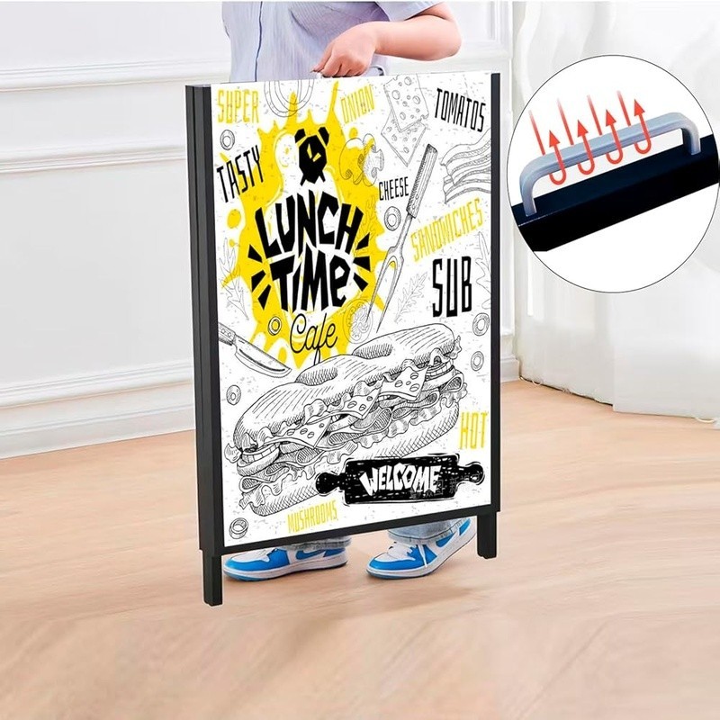Foldable A Frame Sidewalk Sign Double Sided Display Portable Outdoor Advertising
