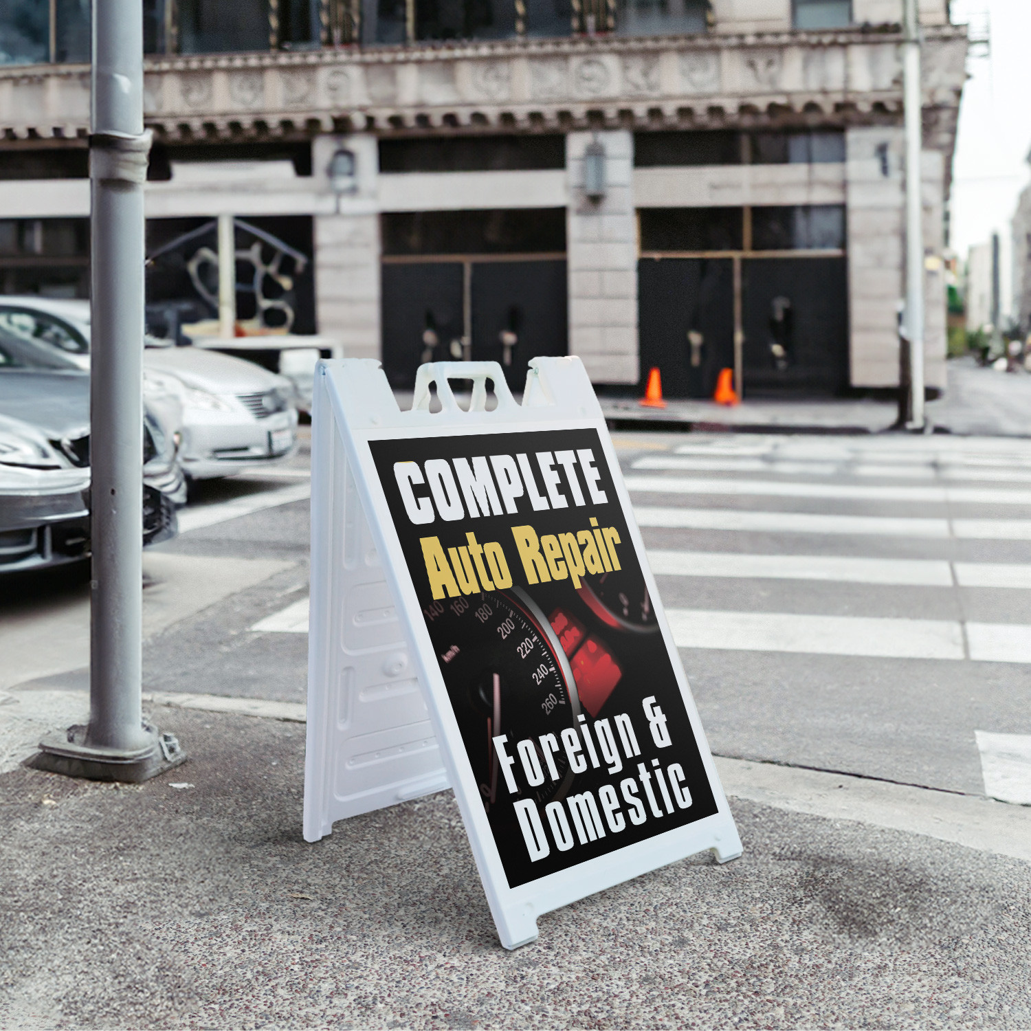 Complete Auto Repair Foreign and Domestic Heavy Duty A-Frame Sidewalk Sign All