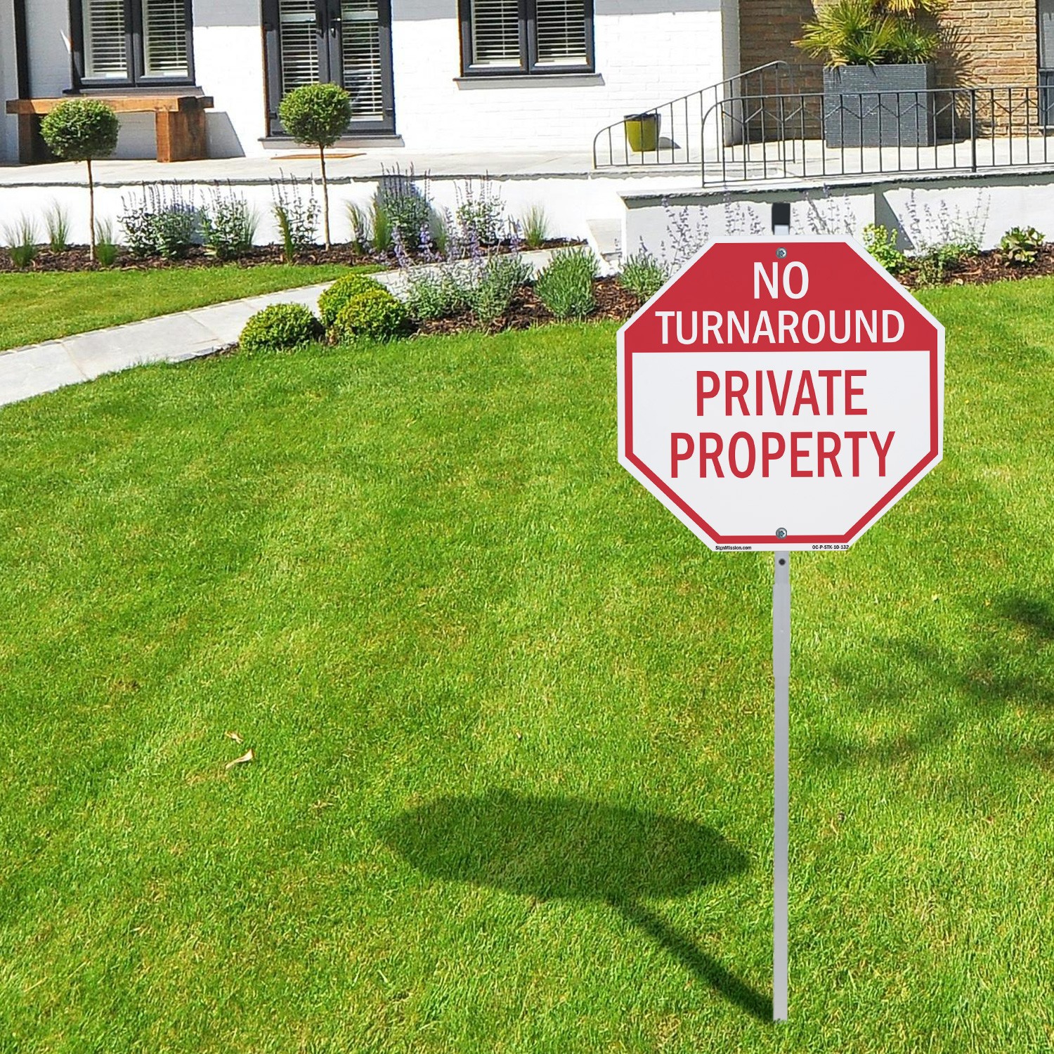 No Turnaround Private Property Octagon Sign With Stake Weather Resistant
