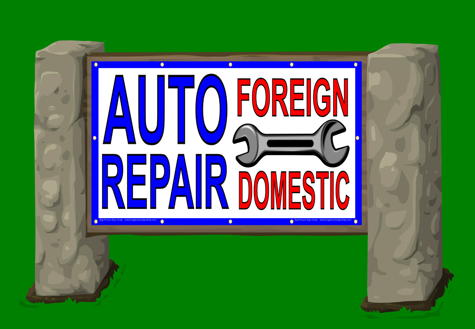 AUTO REPAIR FOREIGN & DOMESTIC -HUGE Banners-3 Choices Wht Yel Red -28 Sizes-USA