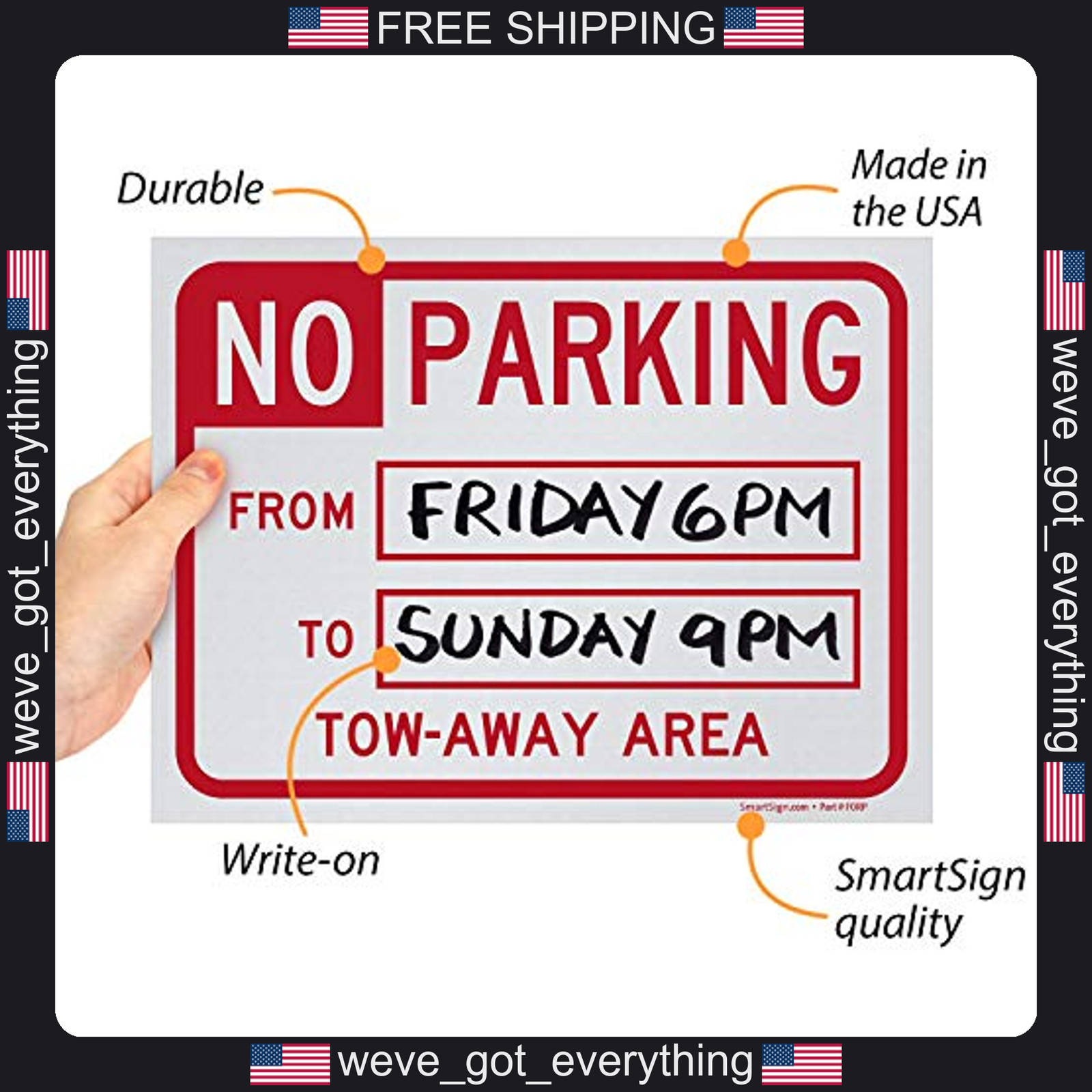 5 Pack 9×12 Inch No Parking Signs for Parking Areas