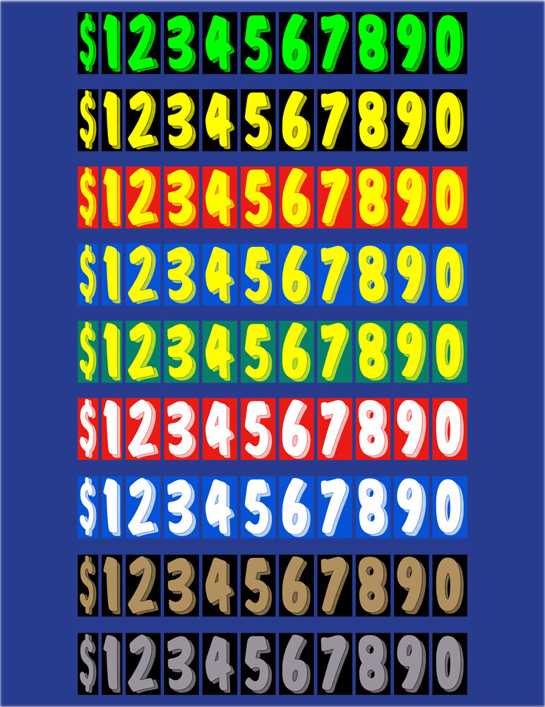 7.5″ H Car Dealer Windshield Stickers 11 Dozen Pricing Numbers You Pick Color