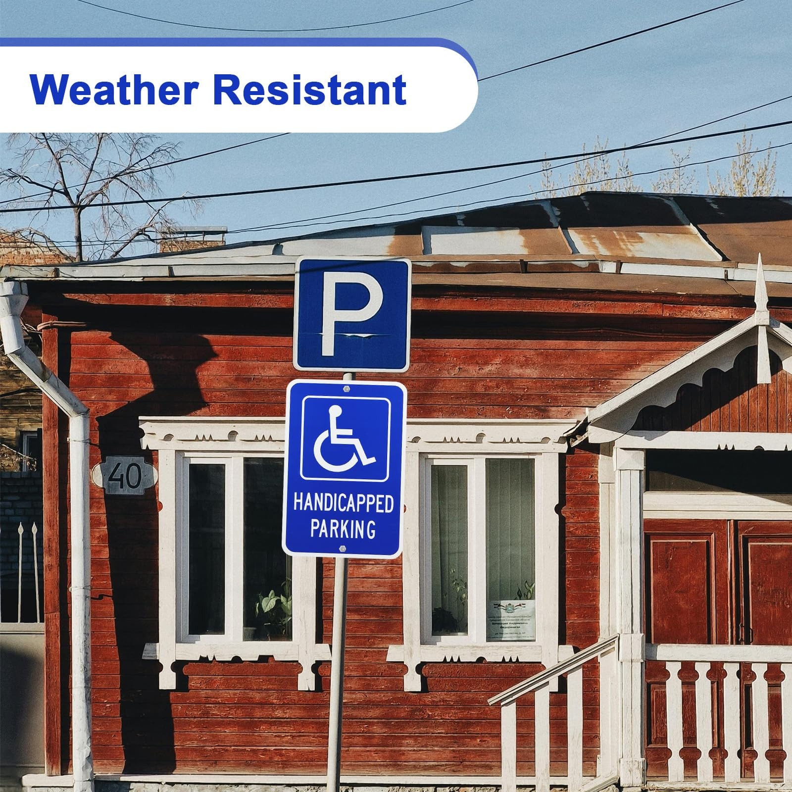 4 PCS Handicap Parking Sign 18×12 Inch 1mm Aluminum Reflective Blue