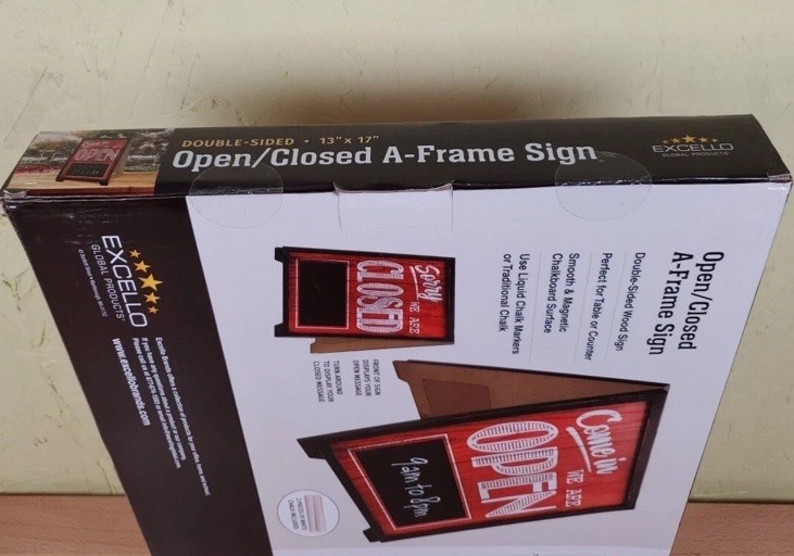 Excello Global Products Double-Sided Wood Magnetic Chalkboard A-Frame Sign 13×17