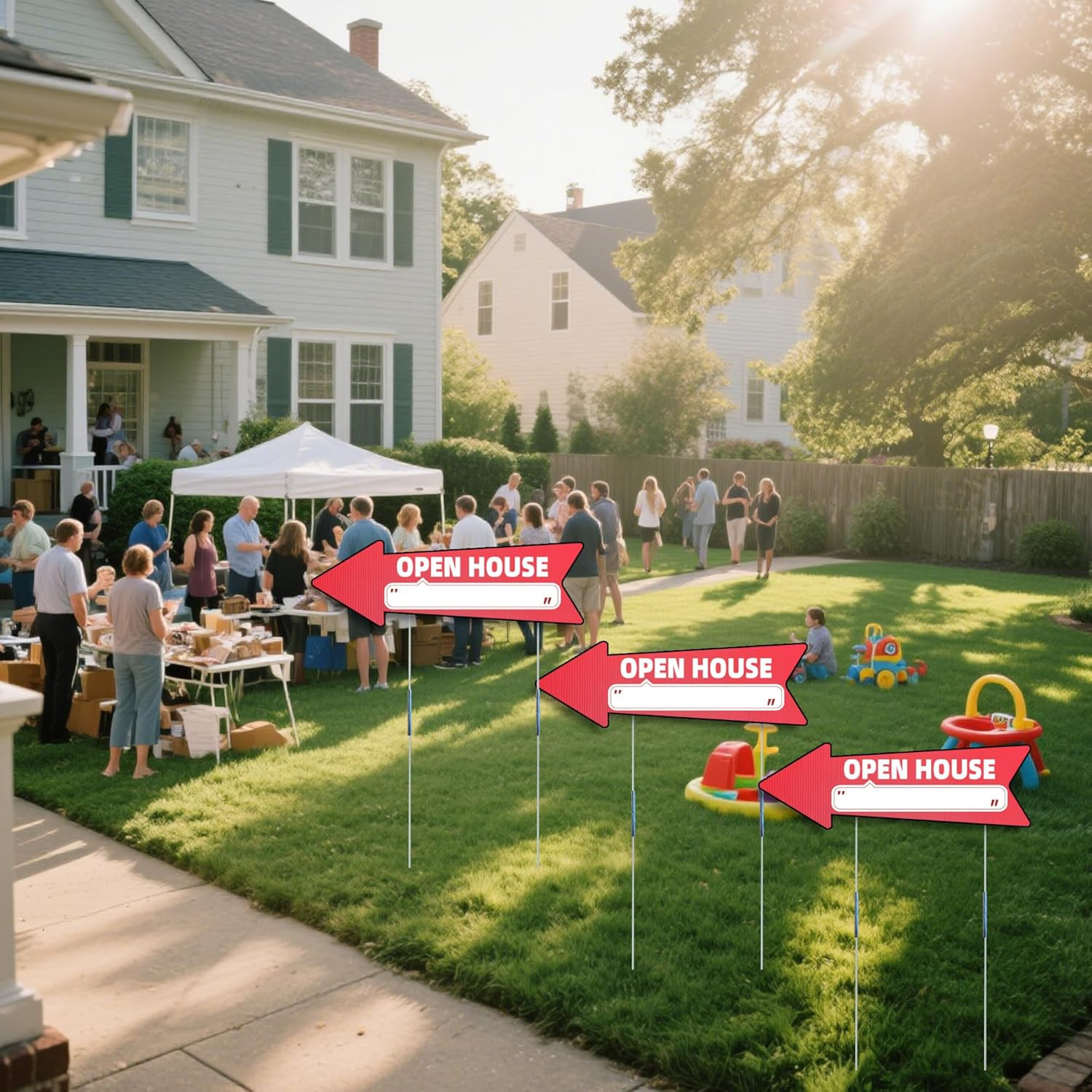 Open House Red Double – Sided Yard Sign with Arrows, 16″ X 5″ Inch, 12 Pcs 13.8″
