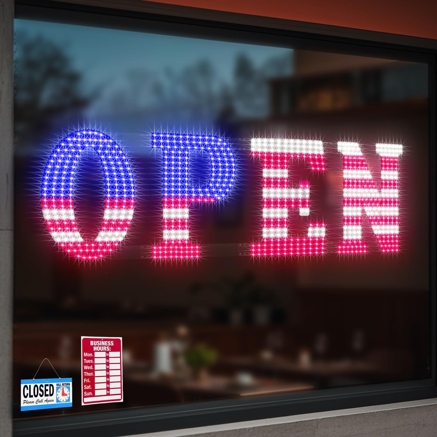 30” X 10″ Large Open Signs for Business, Super Bright LED Open Closed Sign w…