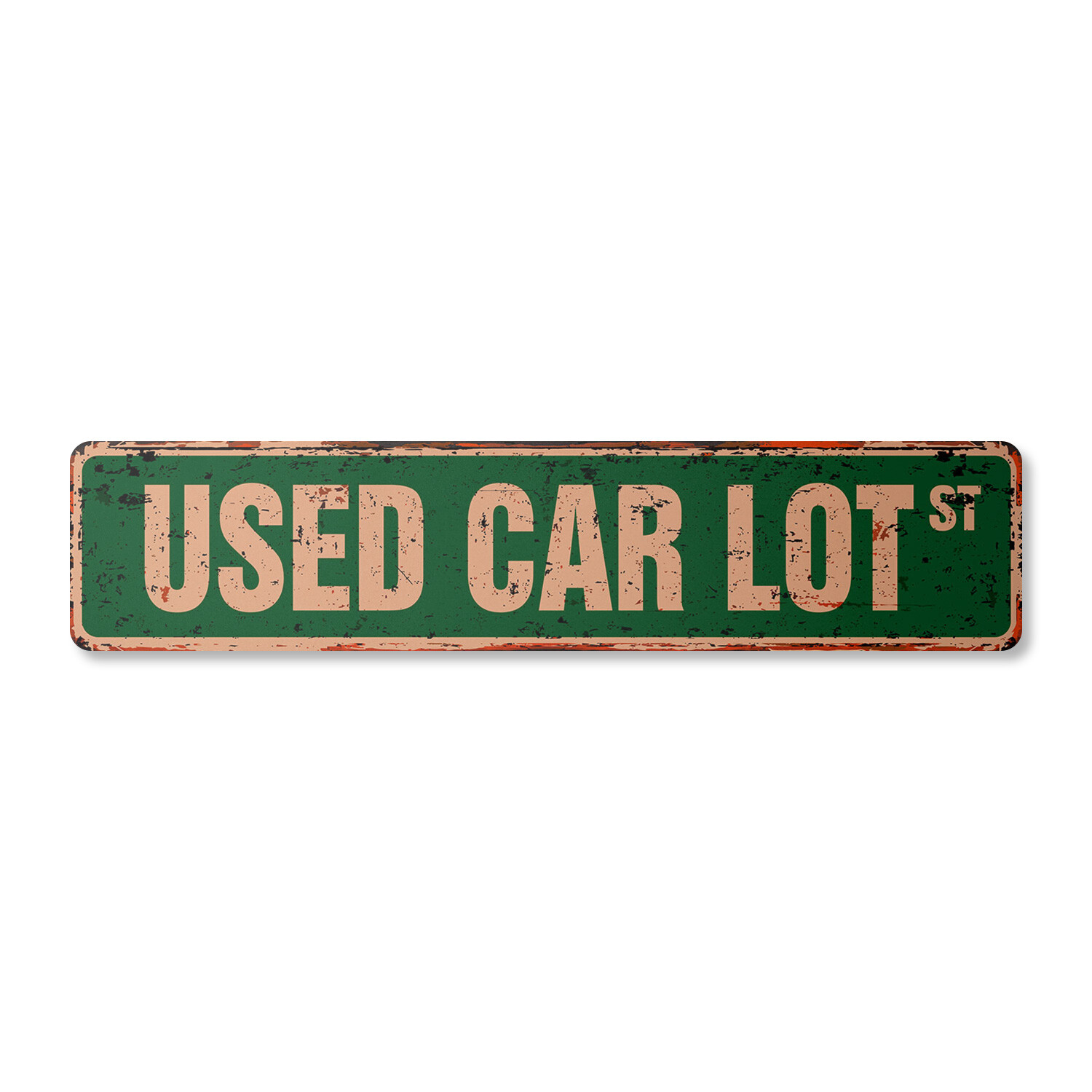 USED CAR LOT Vintage Street Sign Metal Plastic car salesman old lemons vehicles