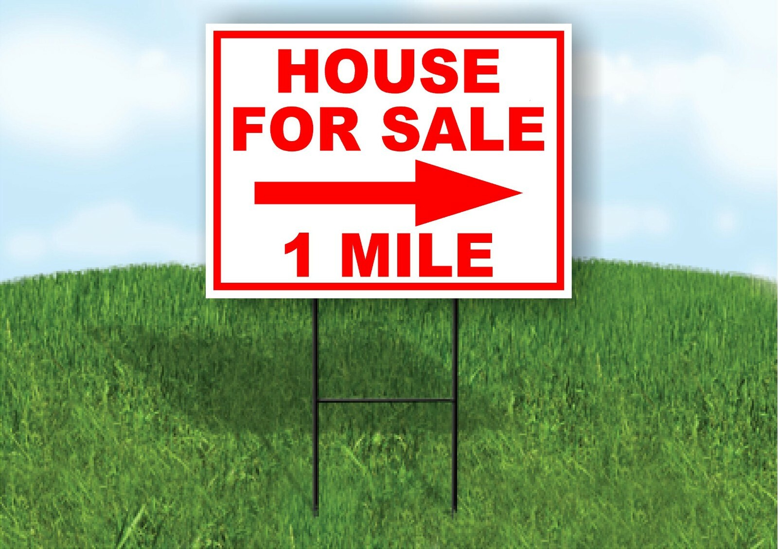 HOUSE FOR SALE 1 MILE RIGHT arrow red Yard Sign Road Stand LAWN Single sided