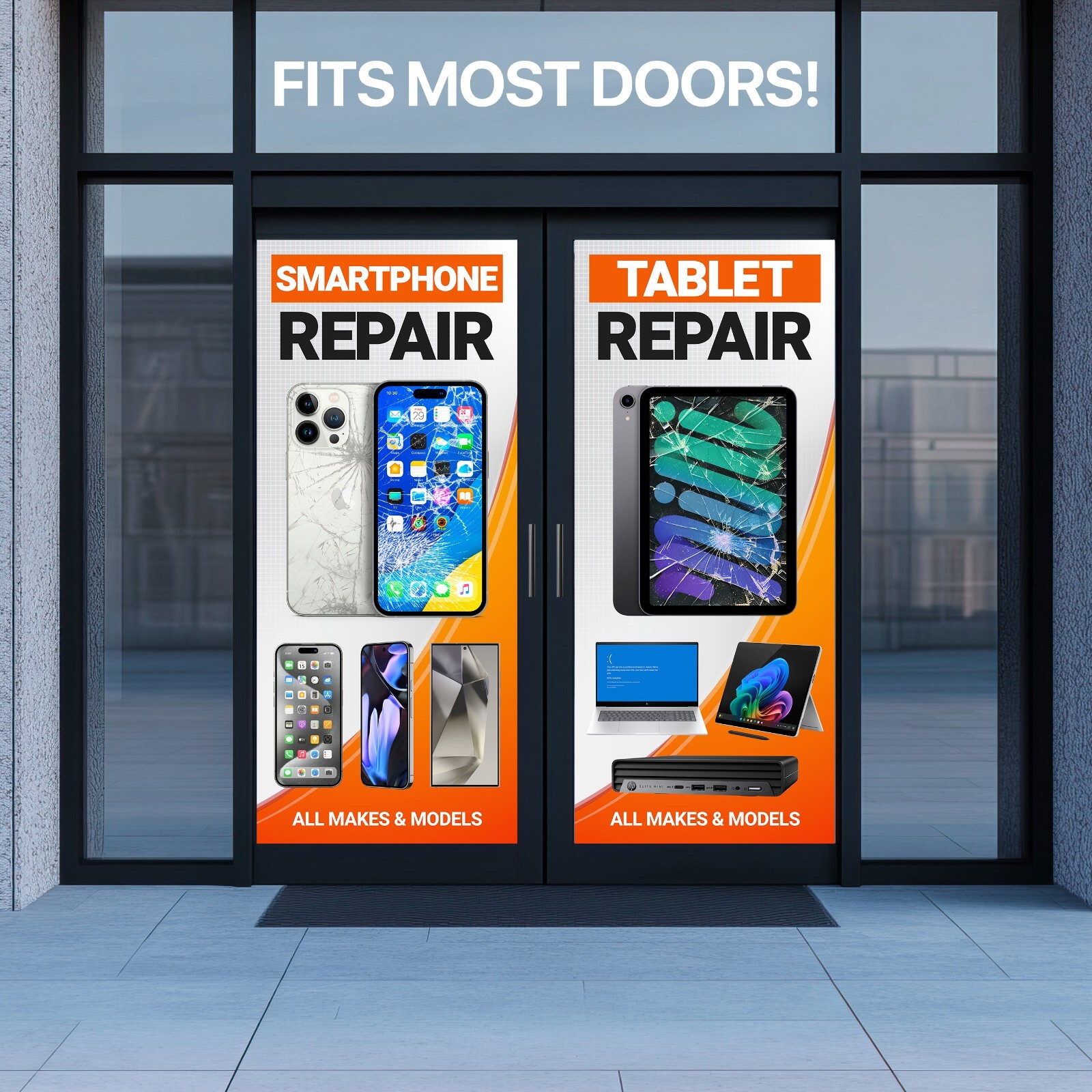 Smartphone Tablet Repair Retail Door Window Wraps iPhone sign poster banner