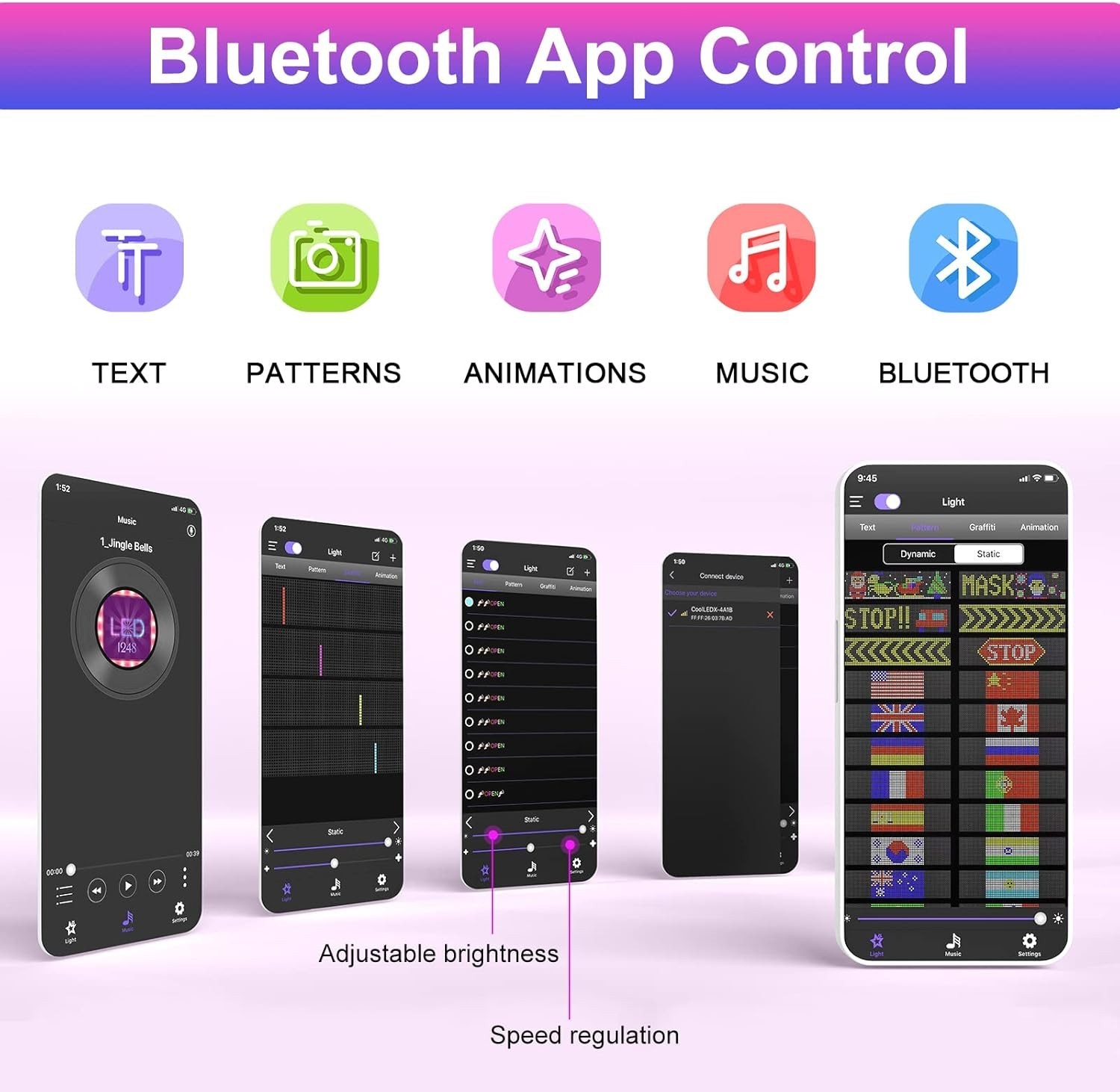 LED Light Signs for Car,Programmable Flexible LED Sign,Bluetooth APP Control,…