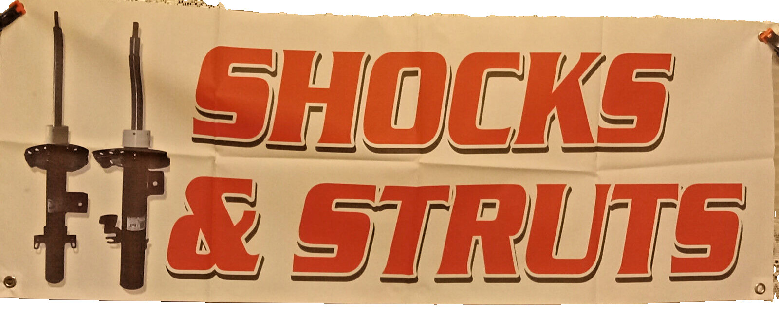 “SHOCKS & STRUTS” Vinyl Banner – WINDOW HANGING SIGN FESTAPRINT 18″X48″