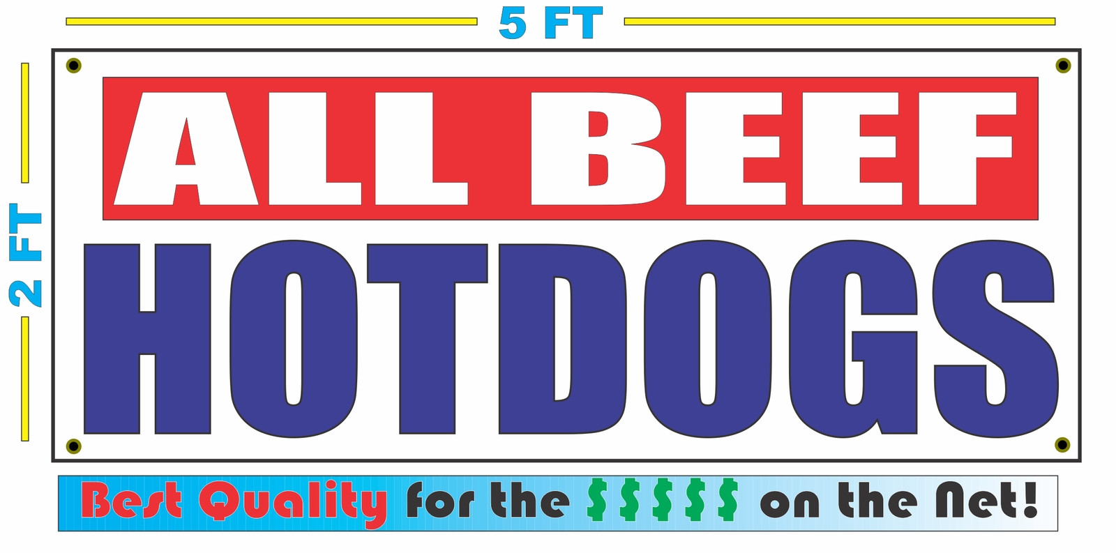 ALL BEEF HOTDOGS Banner Sign NEW XXL Size Best Quality for the $$$$ RW&B