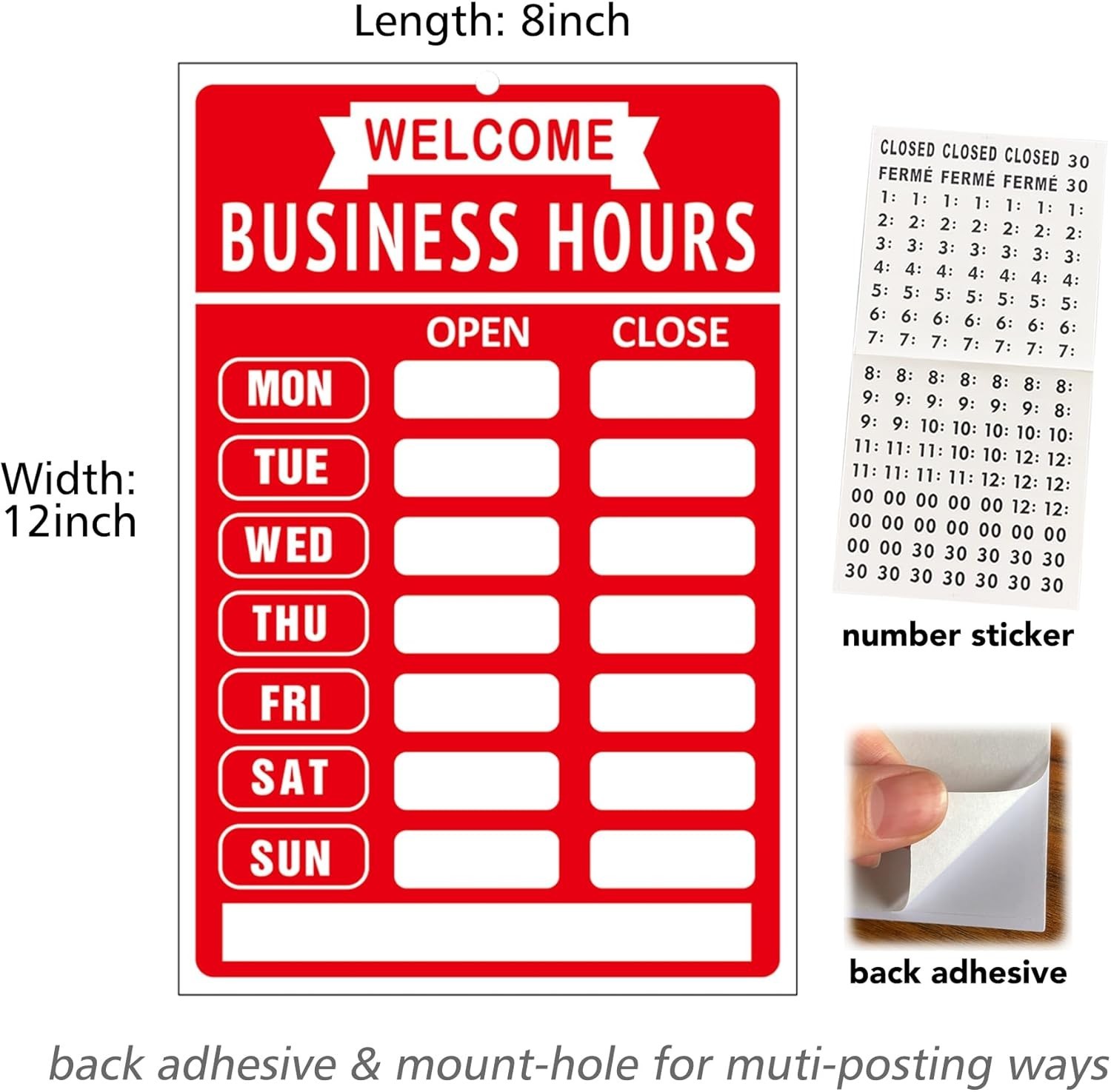 Open Closed Signs Business Hours Sign Set for Window Door Open Signs for Busi…