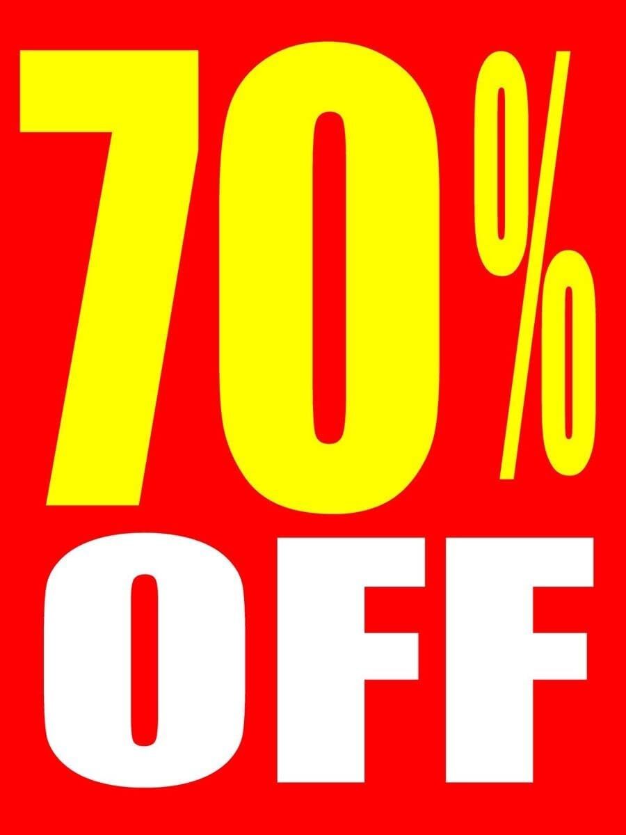 70 percent Off | Retail Window Display Sign | 18″W x 24″H