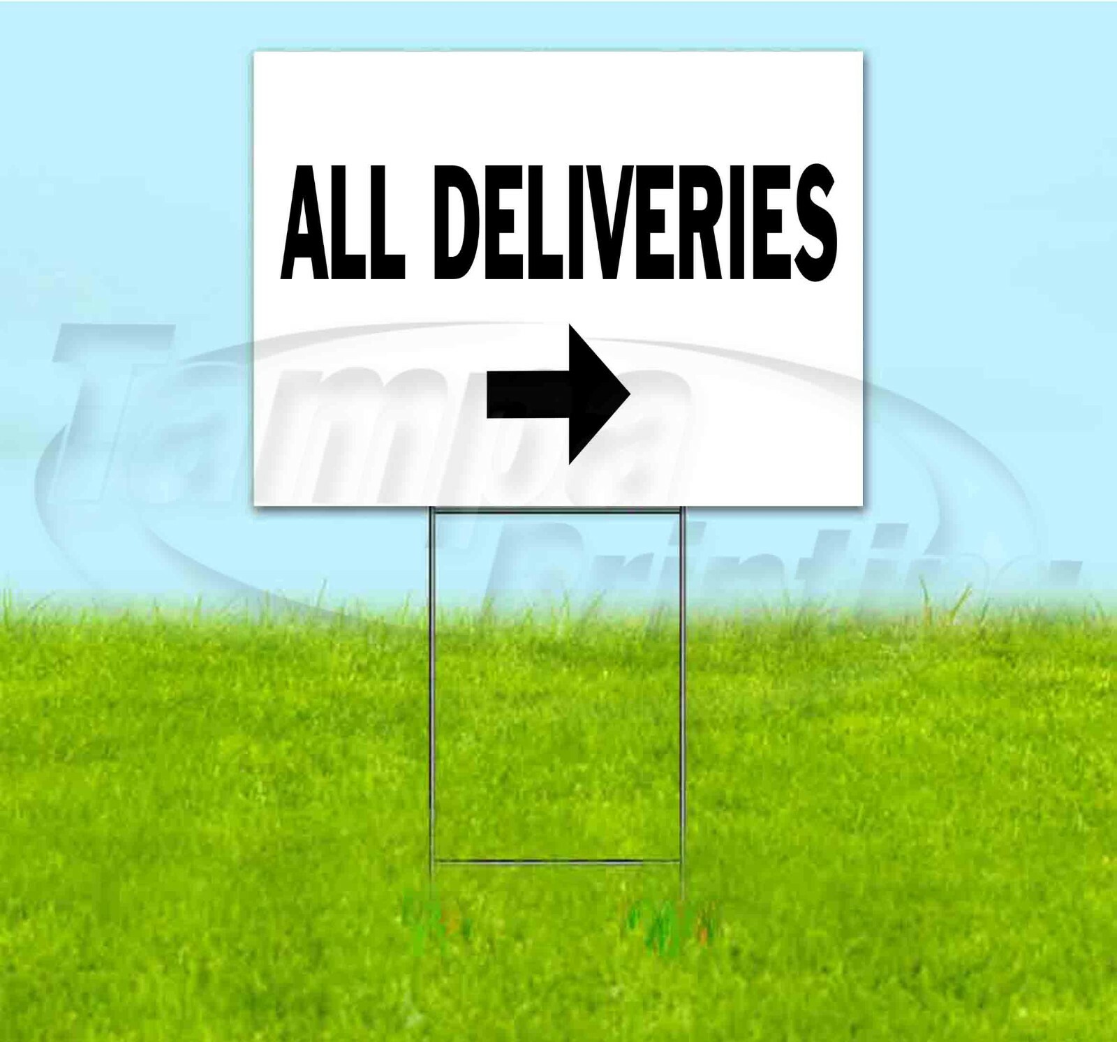ALL DELIVERIES ARROW 18×24 Yard Sign WITH STAKE Corrugated Bandit DIRECTIONAL