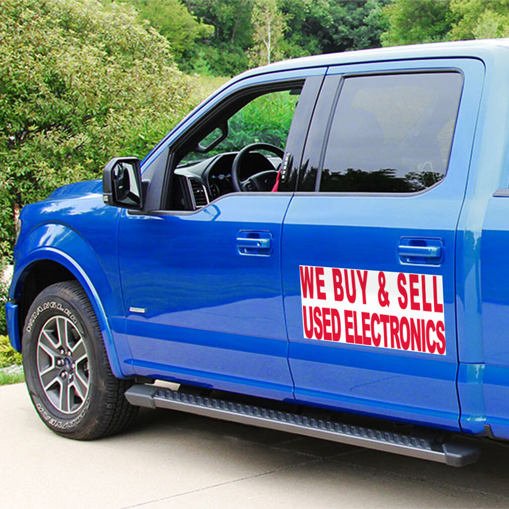Car Magnet Set of 2 We Buy Sell Used Electronics Red Industrial Sign