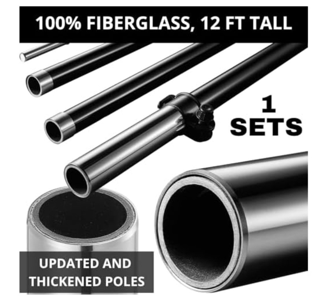 2 Pack-15ft Fiberglass Swooper Pole For 12ft Feather Flag HeavyDuty Ground Stake