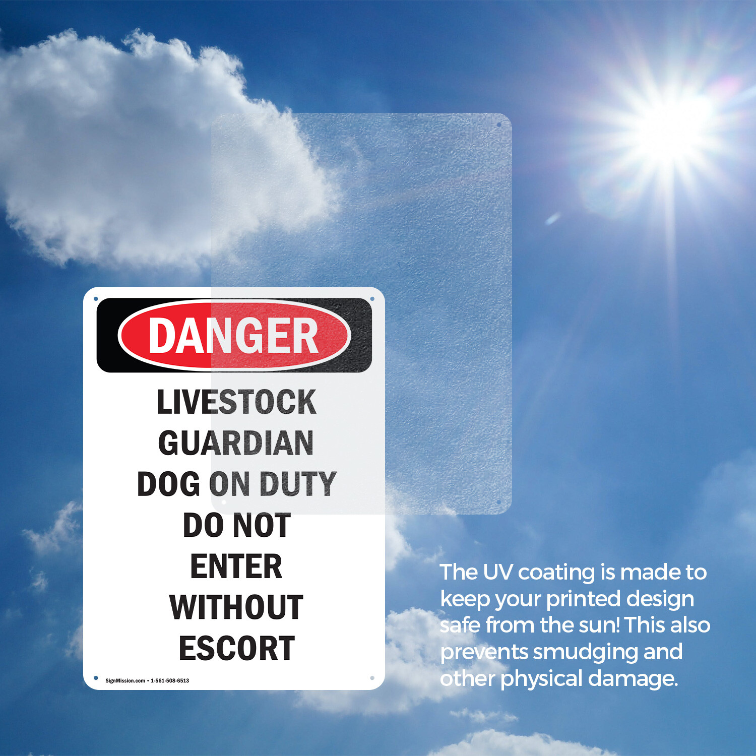 (2 Pack) Livestock Guardian Dog On Duty OSHA Danger Sign Decal Metal Plastic