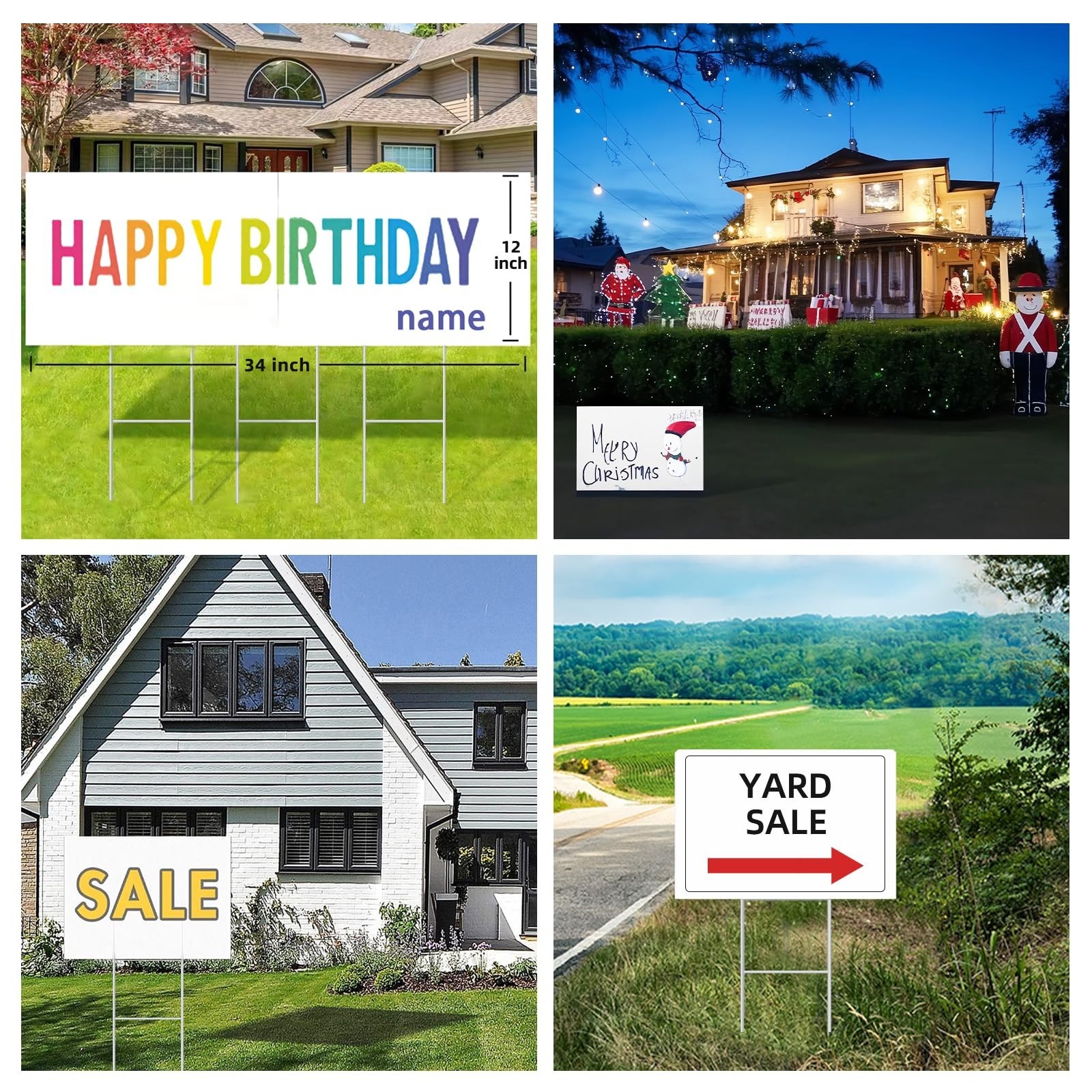 Customizable Yard Signs, Double Sided, 17×12 Inches, 2 Pack, White