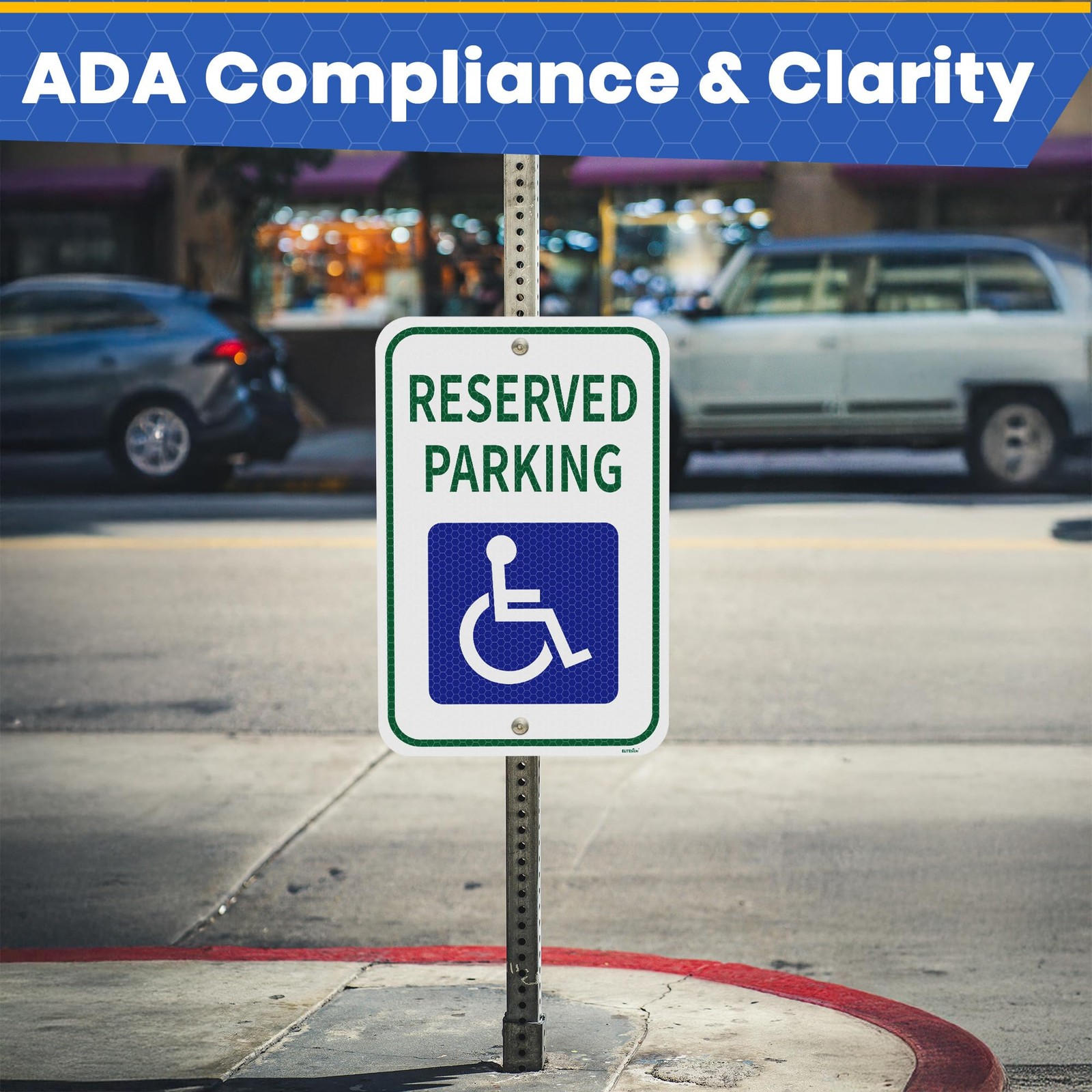 2 PCS 12×18 Inch Handicap Reserved Parking Sign 4M Reflective Weather Resist
