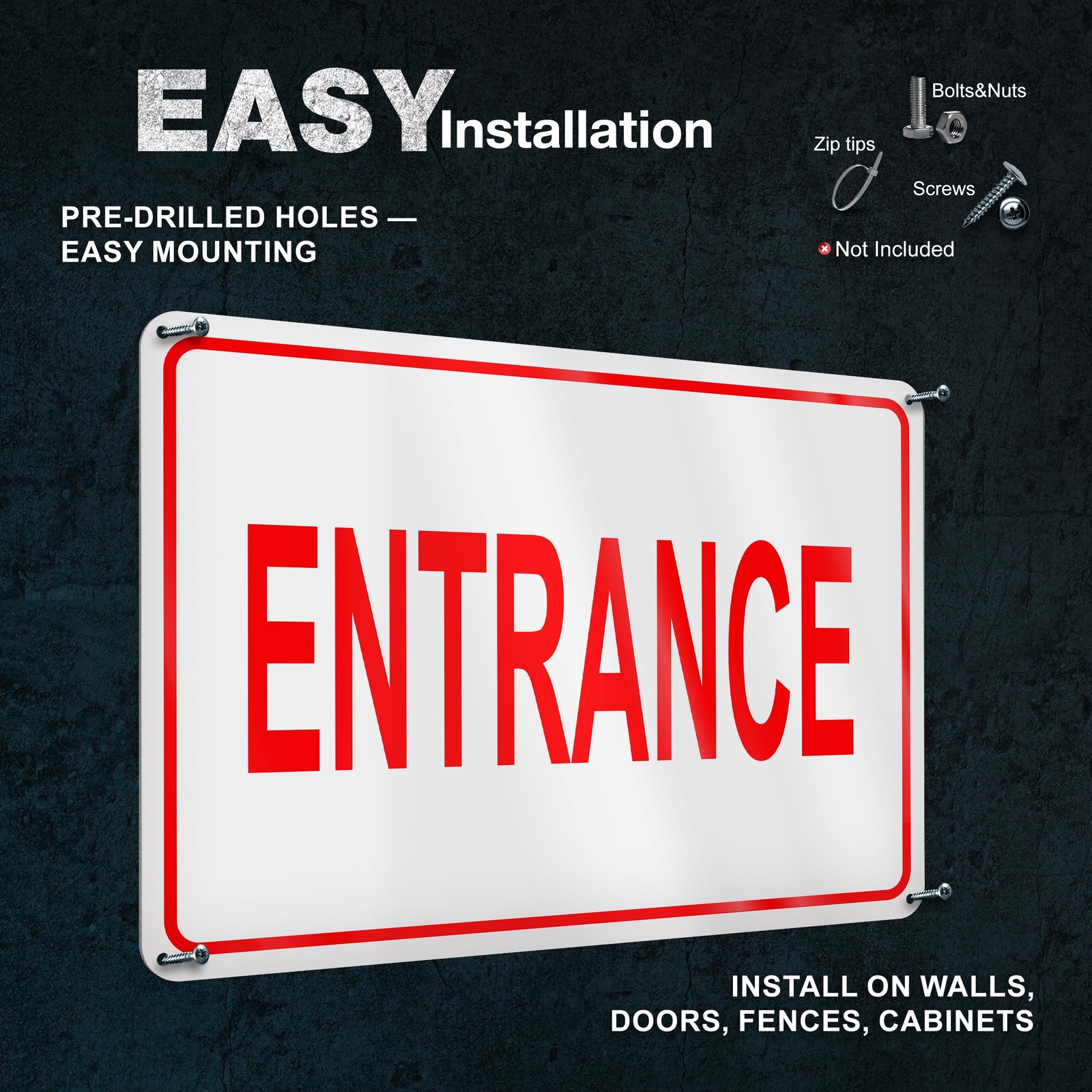 Reflective Entrance Sign, 8X12 Rust-Free Aluminum Enter Here Sign for Door