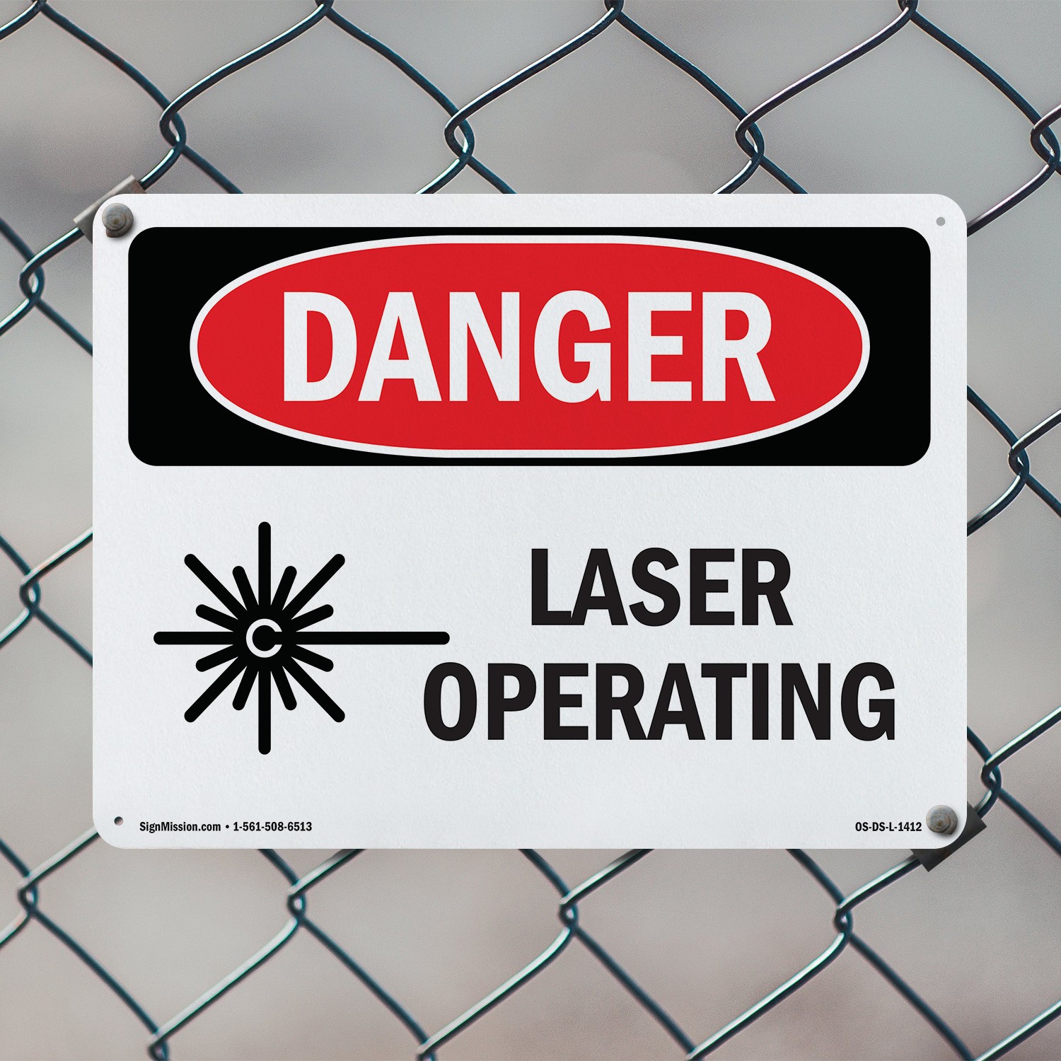 Laser Operating OSHA Danger Sign Metal, Plastic, Or Decal – 5 or 10 Pack