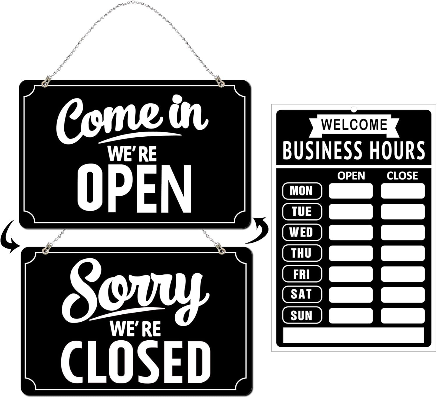 Open Closed Signs Business Hours Sign Set for Window Door Open Signs for Busines