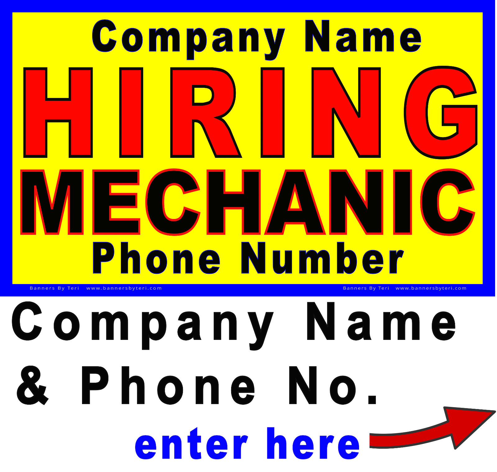 HIRING MECHANIC Banner With VARIATIONS – Vinyl Signs – Fast Ship – DURABLE-USA