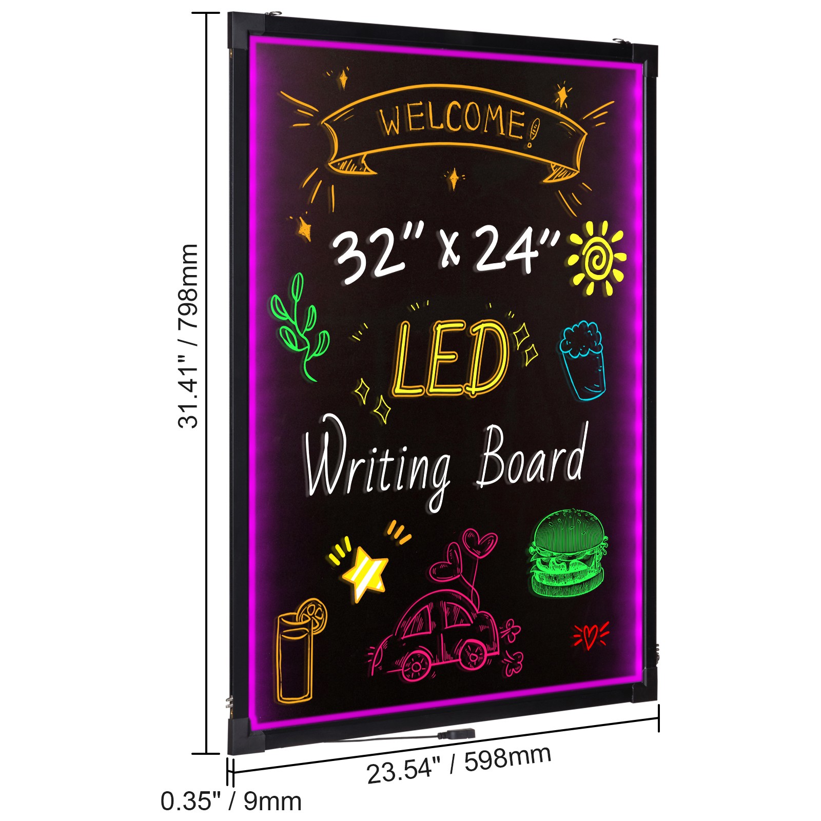 Uimoso LED Message Writing Board 32″x24″ Illuminated Erasable Lighted Chalkboard