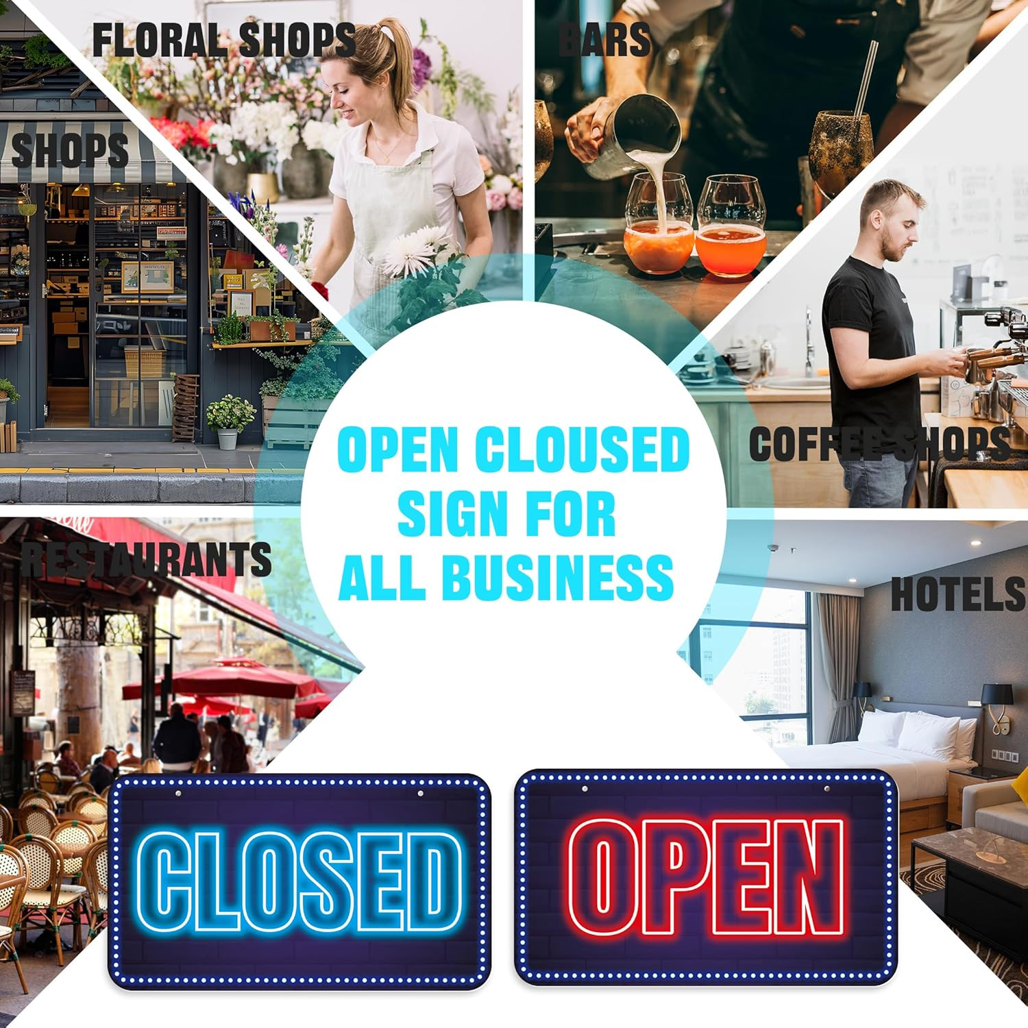 Open Closed Signs for Business, 12X6.7 Waterproof Double Sided We Are Open or Cl
