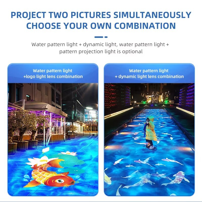 Dual-Head Combination Projector Gobo Light Dynamic Water Wave Ocen Ripple Custom