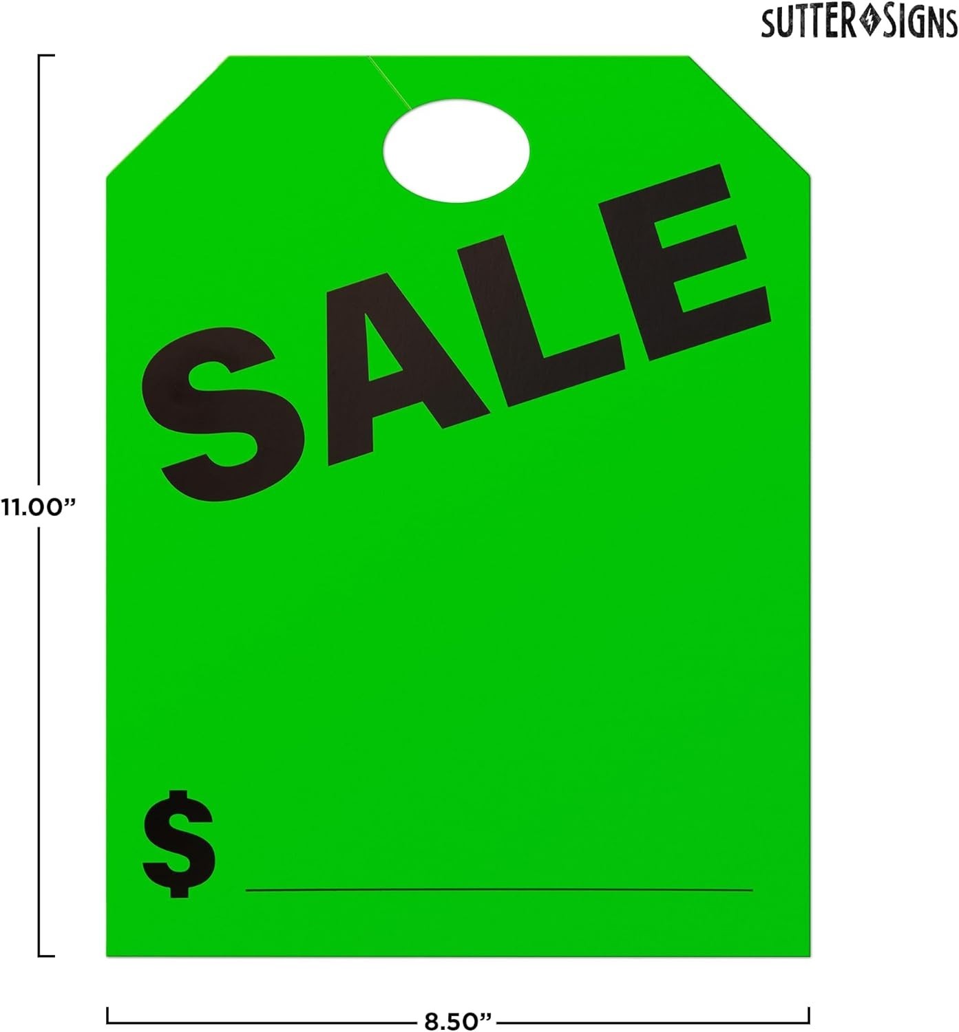 Pack of 50 Neon Green Vehicle Sale Tags – Clear Messaging and Easy Setup