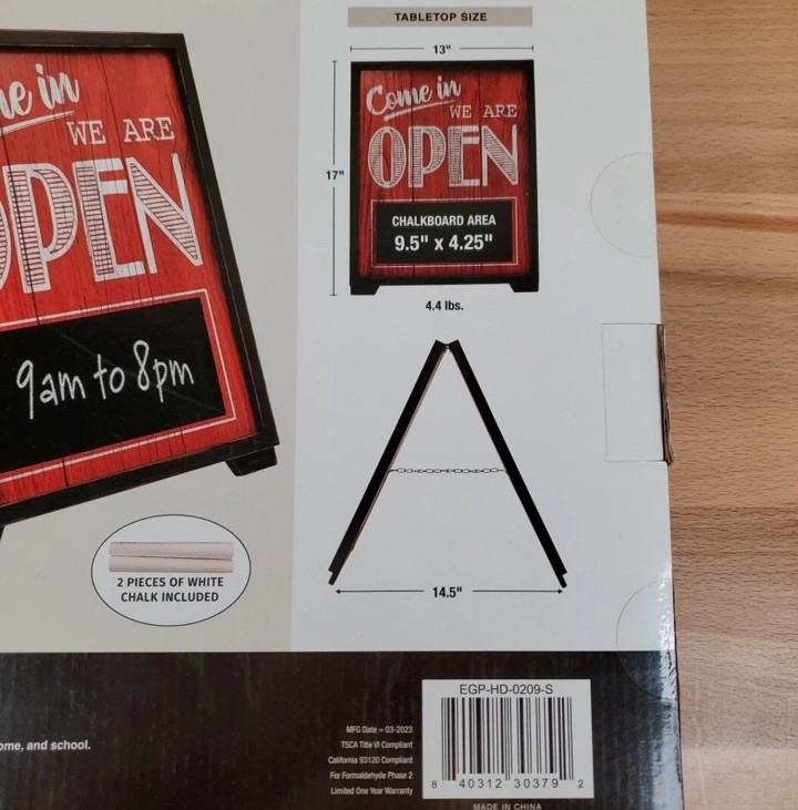 Excello Global Products Double-Sided Wood Magnetic Chalkboard A-Frame Sign 13×17