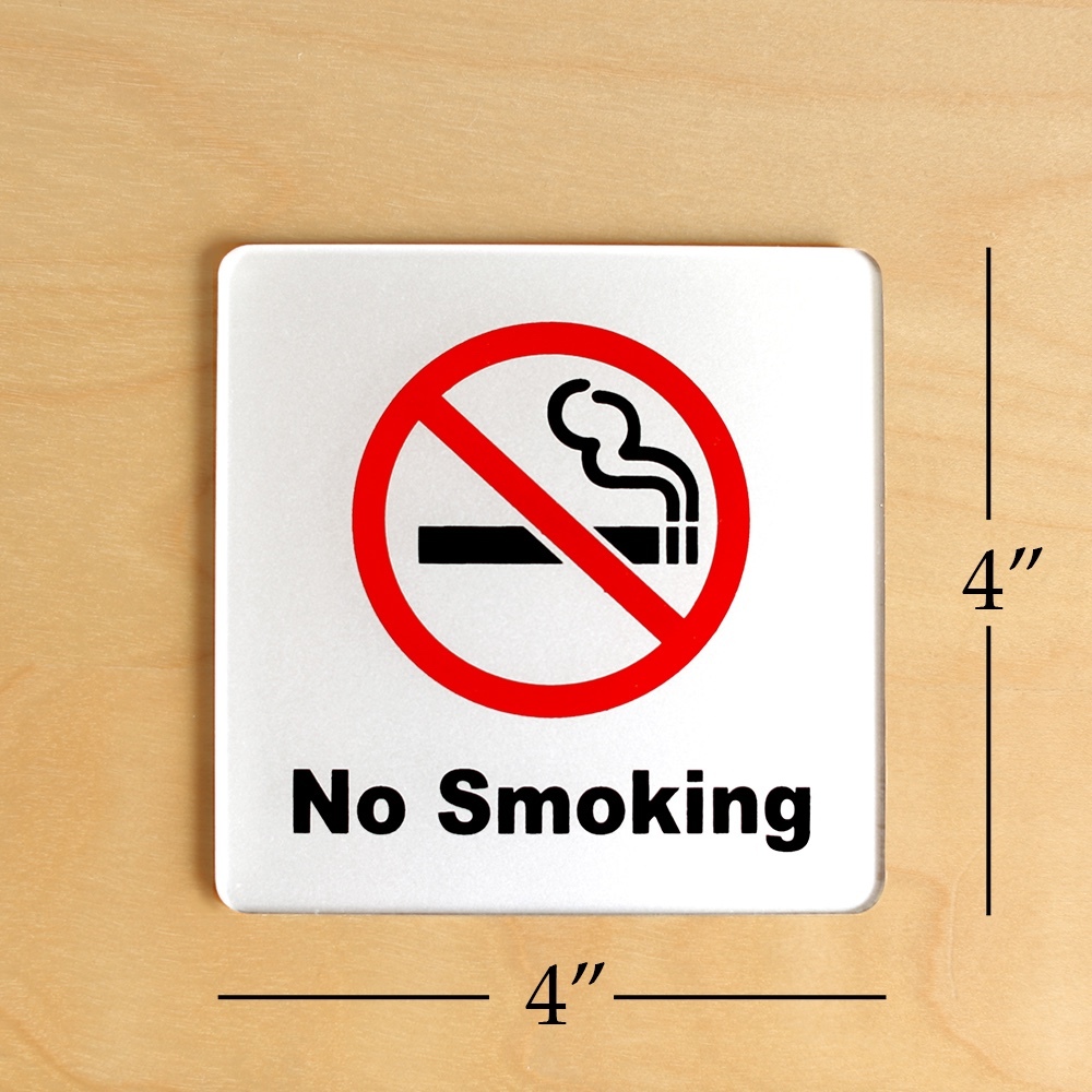 No Smoking Sign 4×4”(Acrylic-Classic) 3M Self Adhesive for Car, Indoor, Outdoor