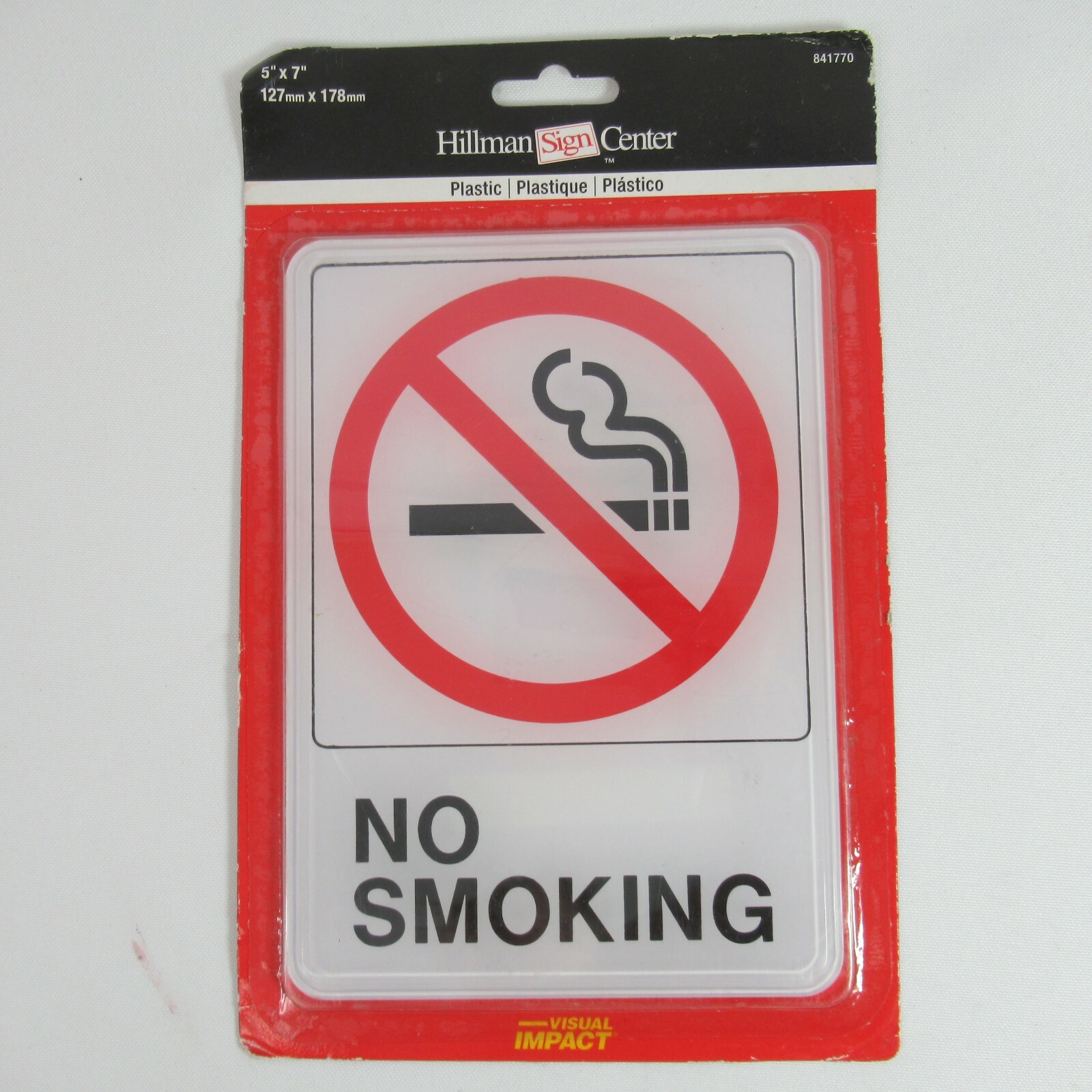 Hillman Plastic Signs Lot of 2 EXIT NO SMOKING 5×7 In Plastic Self Stick Red