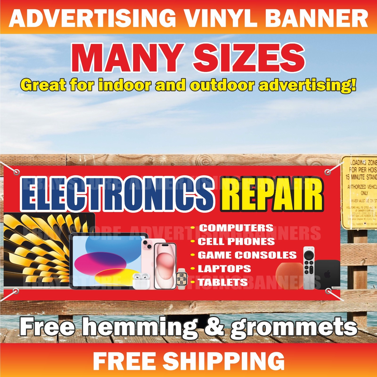 ELECTRONICS REPAIR Advertising Banner Vinyl Mesh Sign Service Fix Cell Phones